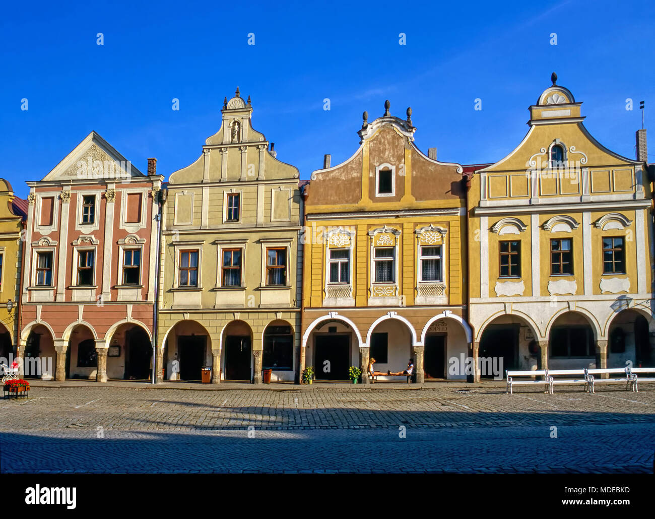 Piazza principale di Telc, Repubblica Ceca Foto Stock