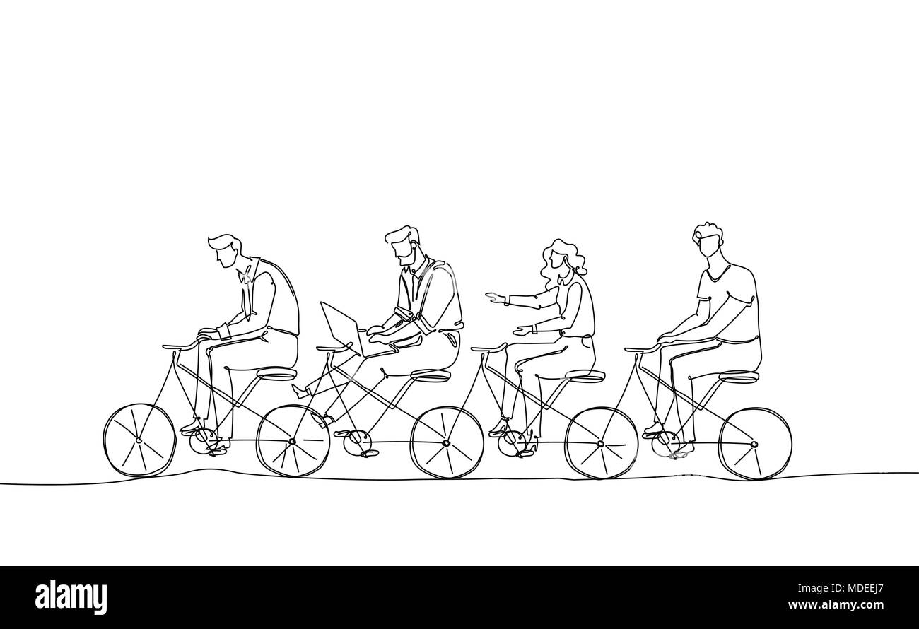 Team Aziende - linea di uno stile di design illustrazione Illustrazione Vettoriale