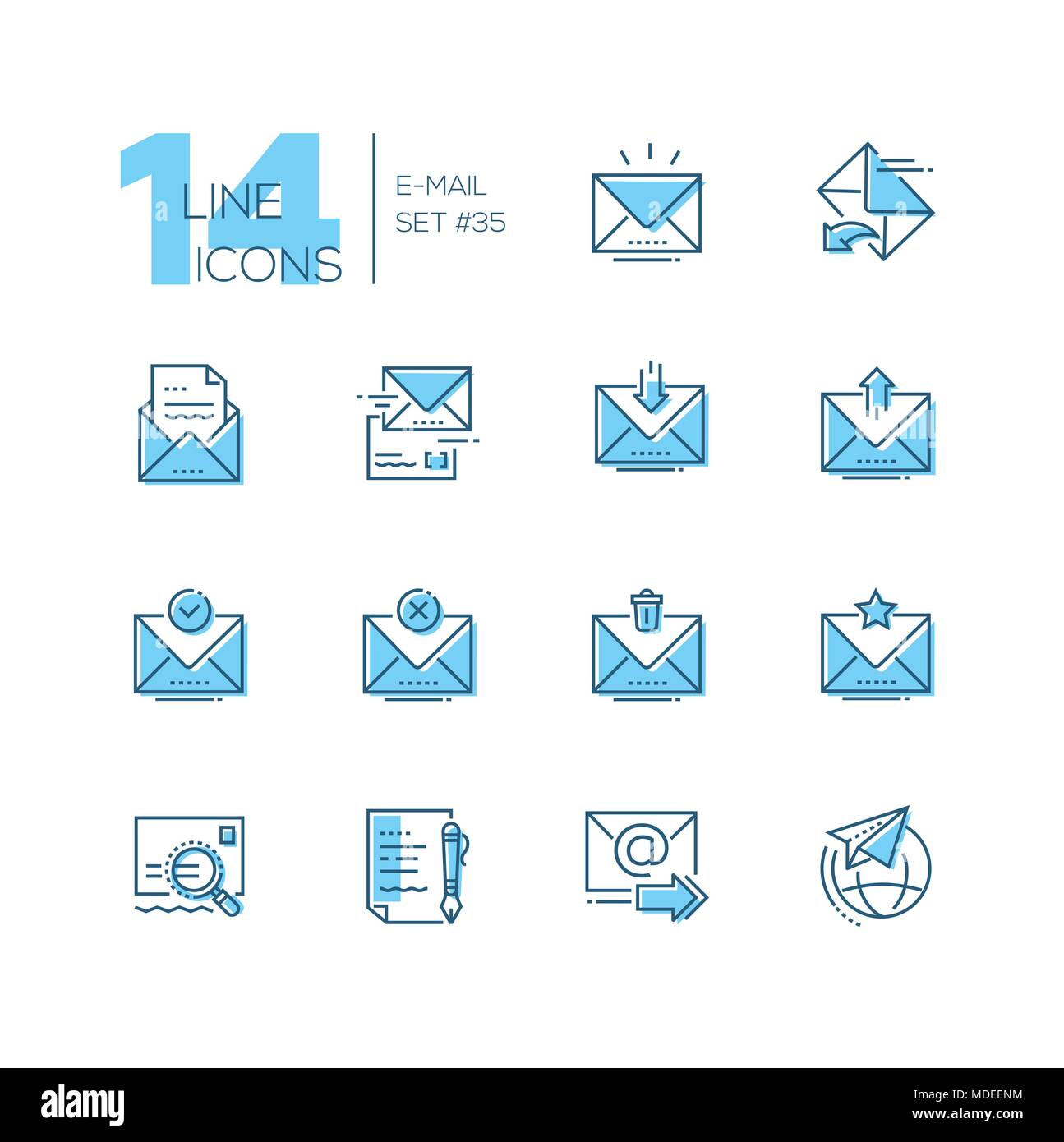 E-mail - Impostazione della linea design icone di stile Illustrazione Vettoriale