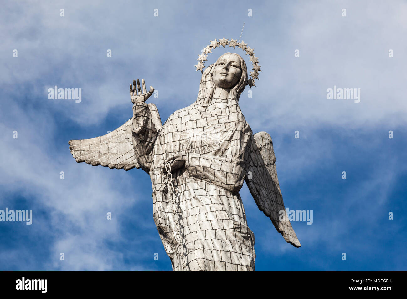 Virgen del Panecillo, monumentale scultura in metallo di alluminio. Quito, Ecuador Foto Stock
