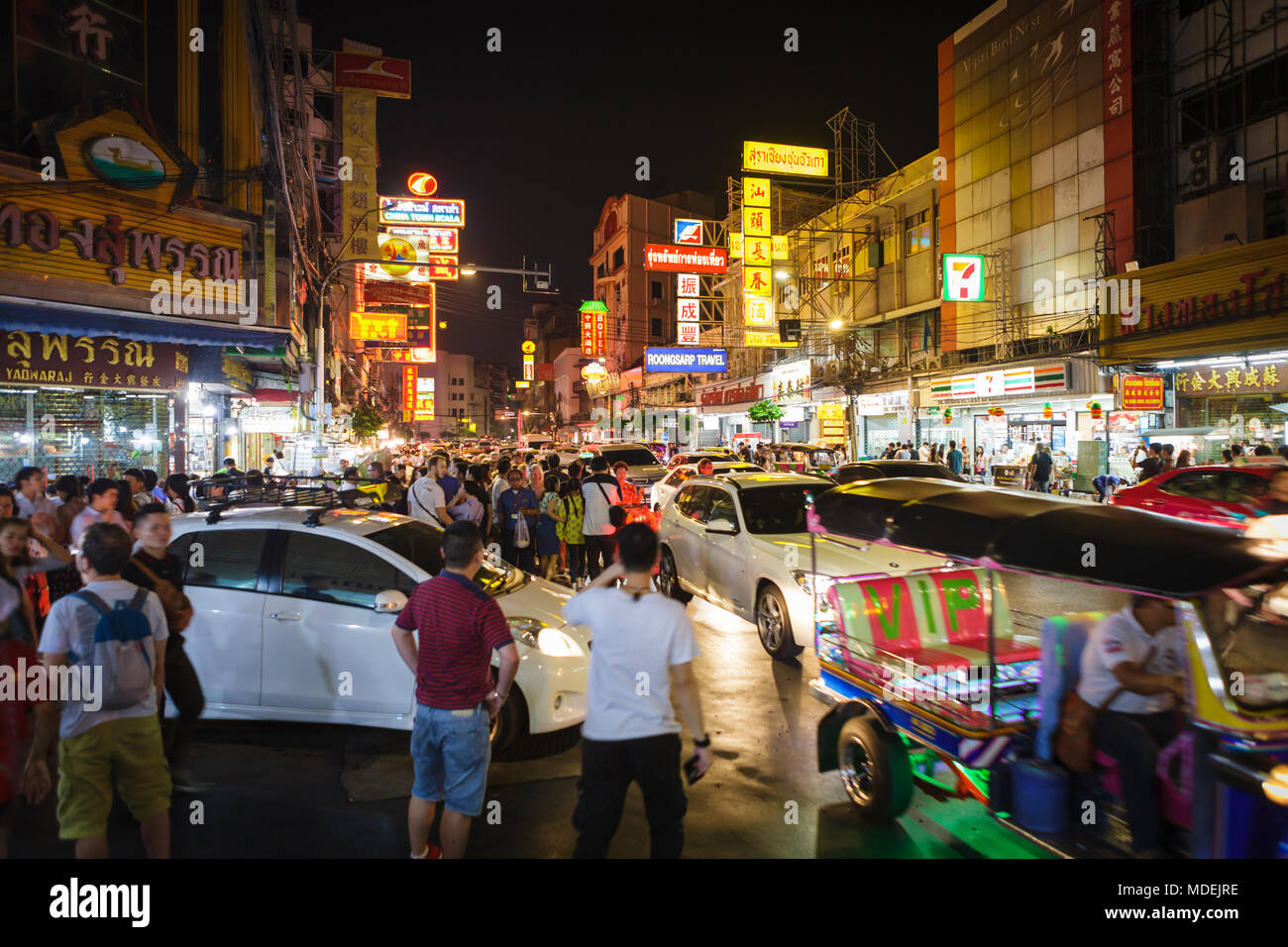 Bangkok, Tailandia - 10 marzo 2018: la vita notturna a Chinatown Foto Stock