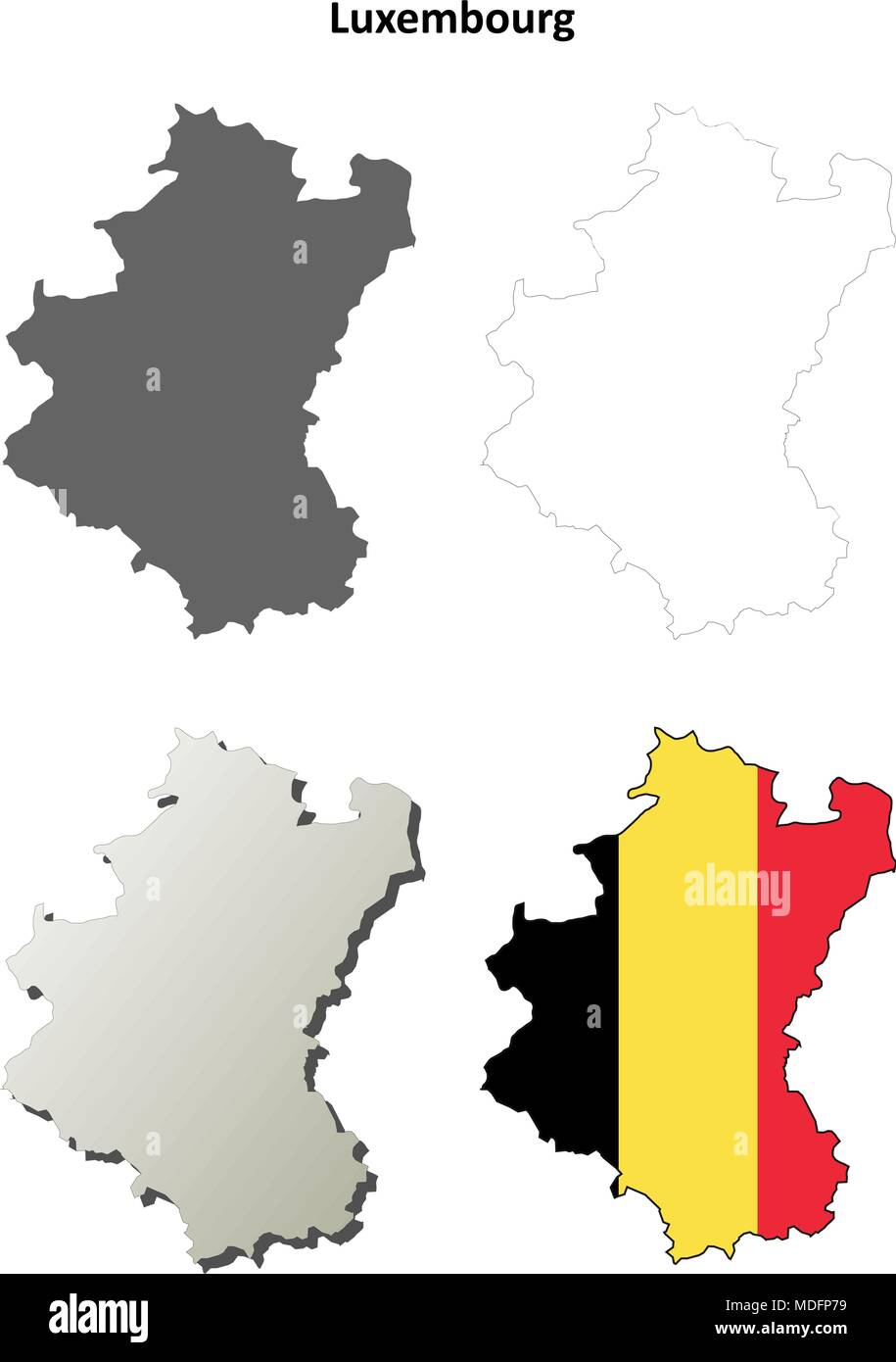 Lussemburgo mappa di contorno impostato - versione belga Illustrazione Vettoriale