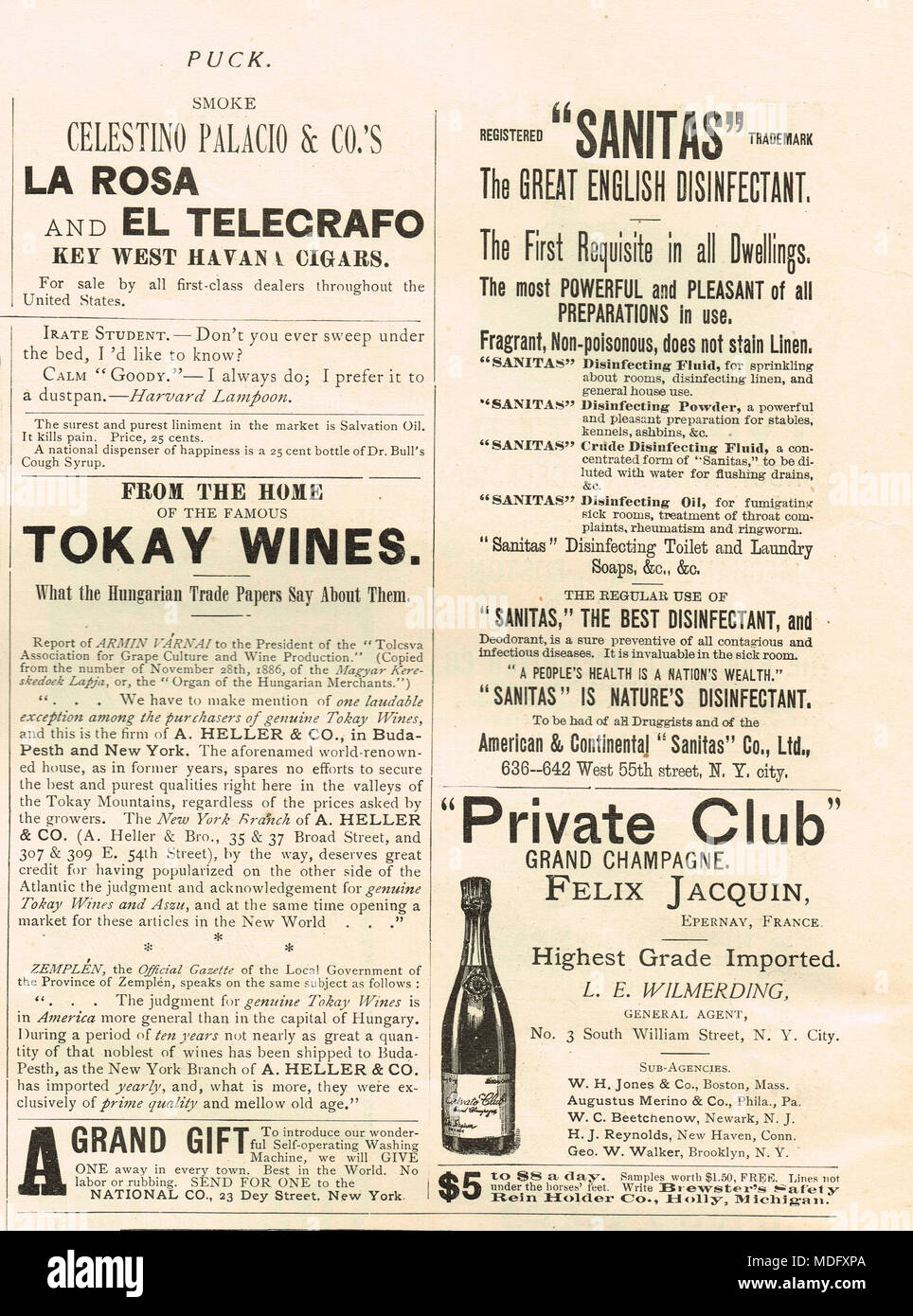 Inizio americano advertising, Puck, 1888 Foto Stock