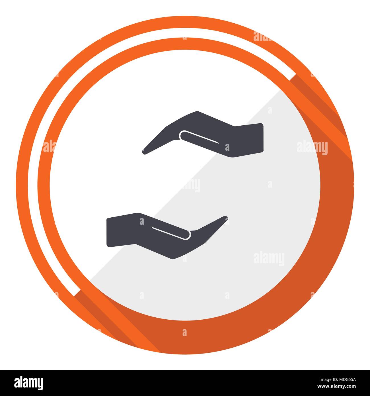 Cura umana mano design piatto rotondo arancione icona vettoriale in formato eps 10 Illustrazione Vettoriale