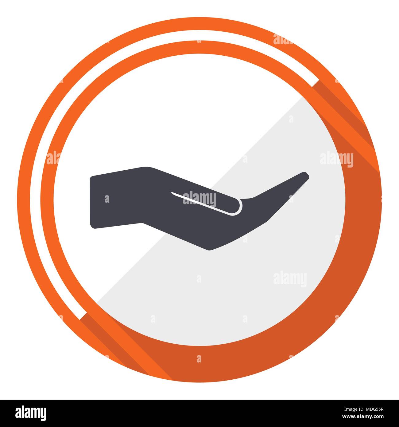 Cura umana mano design piatto rotondo arancione icona vettoriale in formato eps 10 Illustrazione Vettoriale