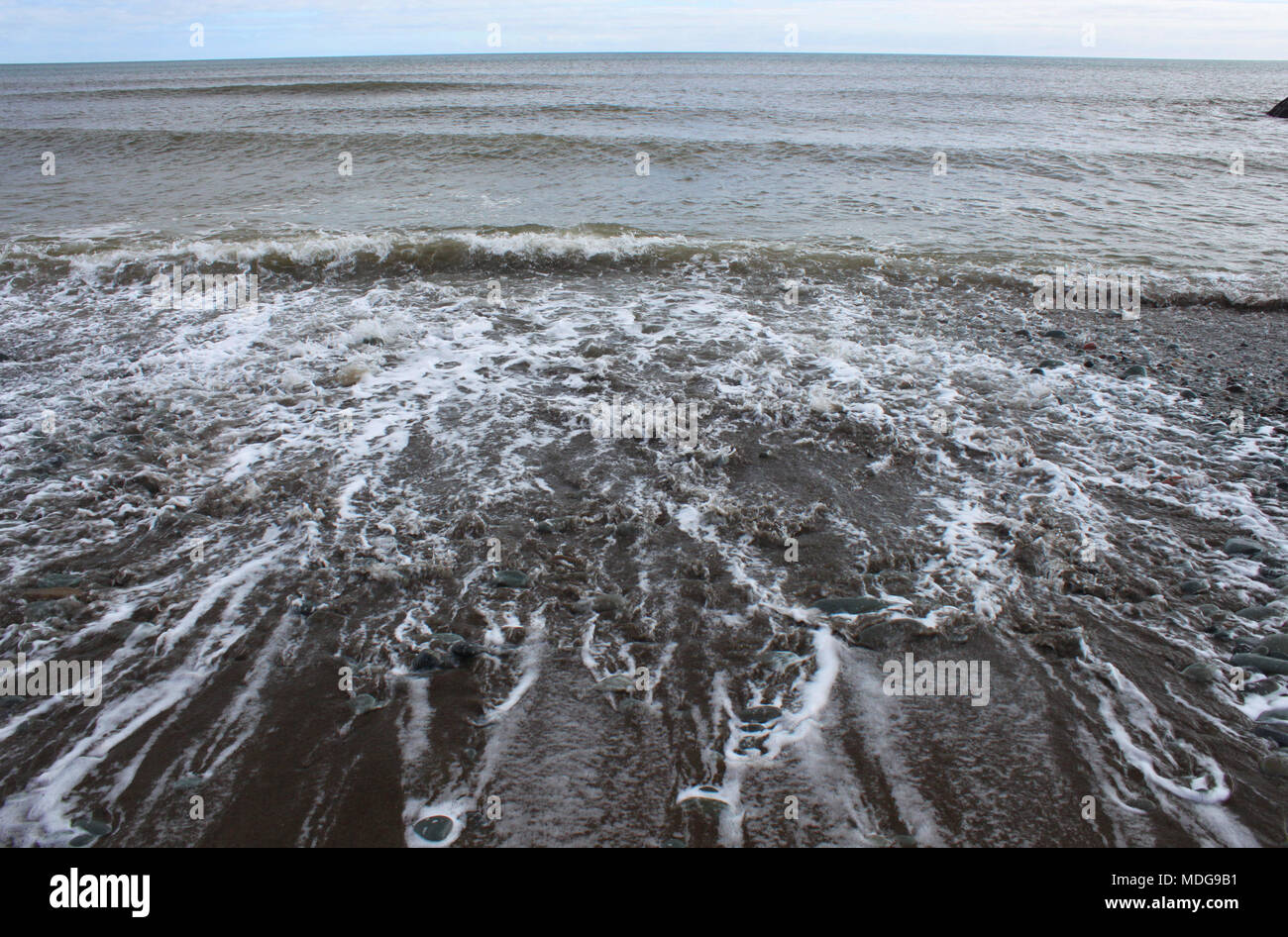 Azione di onda a Long Beach, Lower East Chezzetcook, Nova Scotia, Canada Foto Stock