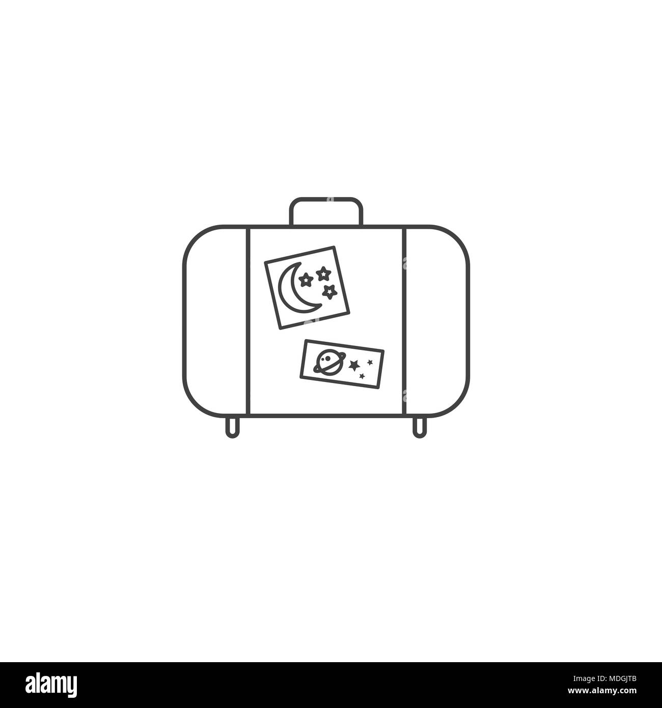 Spazio di viaggio icona w valigia - Turismo verso lo spazio esterno - Esplorazione Astrotourism Illustrazione Vettoriale