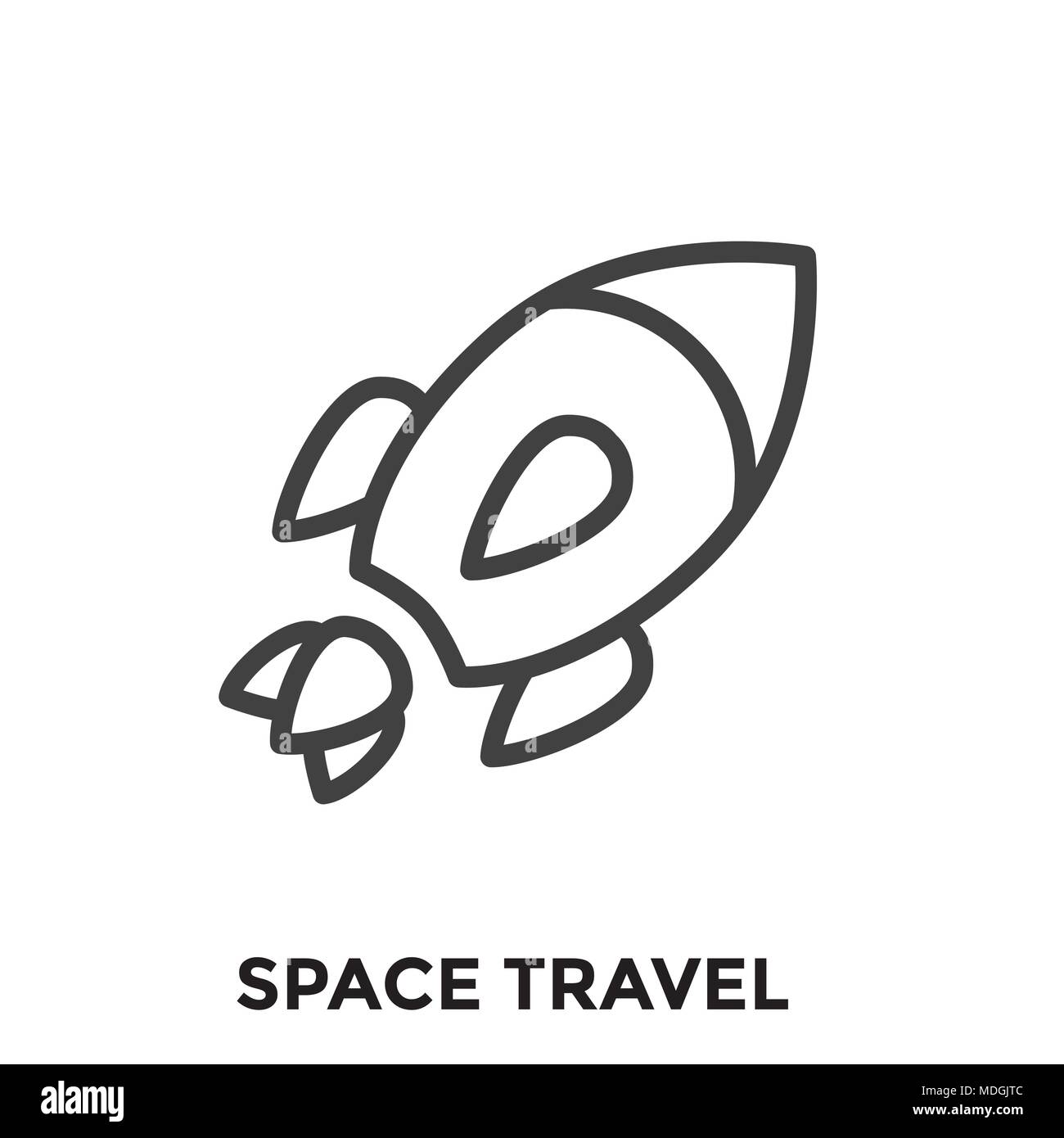 Spazio di viaggio icona w Rocket - Turismo verso lo spazio esterno - Esplorazione Astrotourism Illustrazione Vettoriale