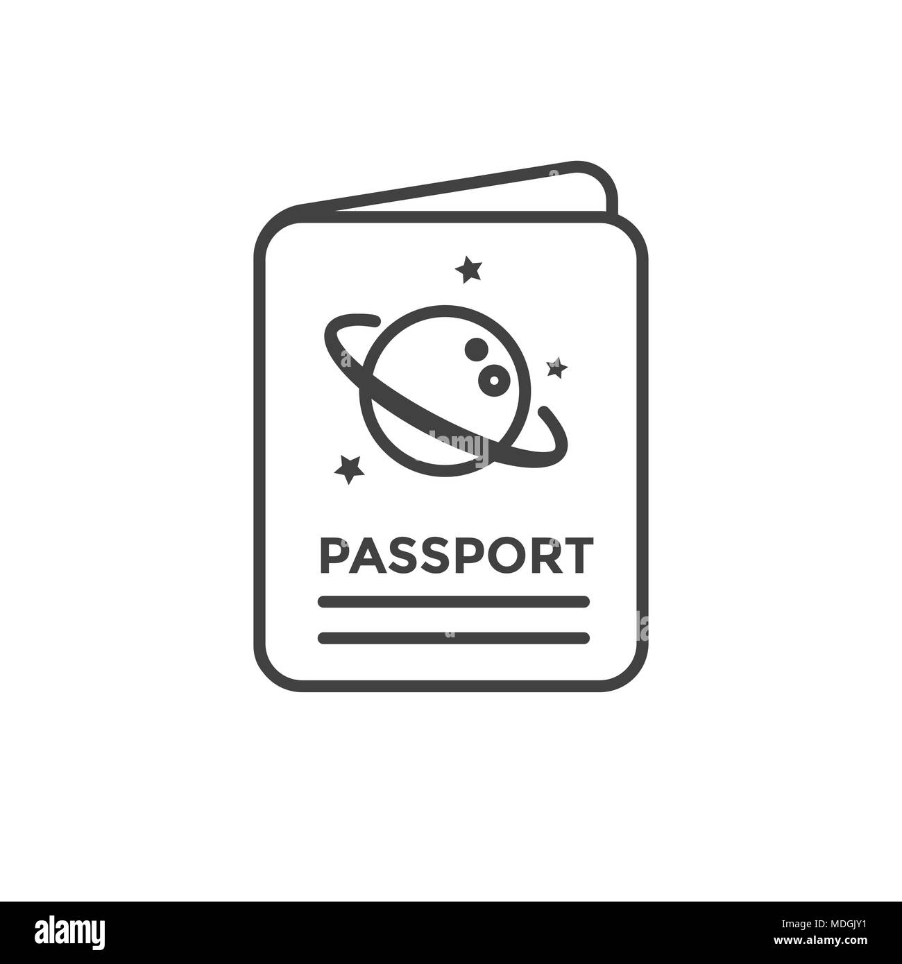 Spazio di viaggio icona w Passport - turismo per lo spazio esterno - Esplorazione Astrotourism Illustrazione Vettoriale