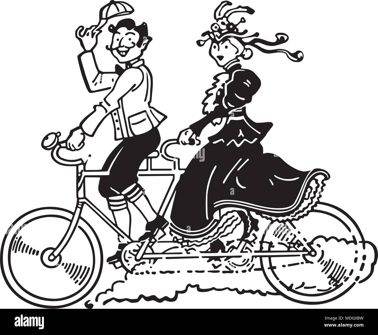 Bicicletta costruita per due - retrò illustrazione clipart Illustrazione Vettoriale