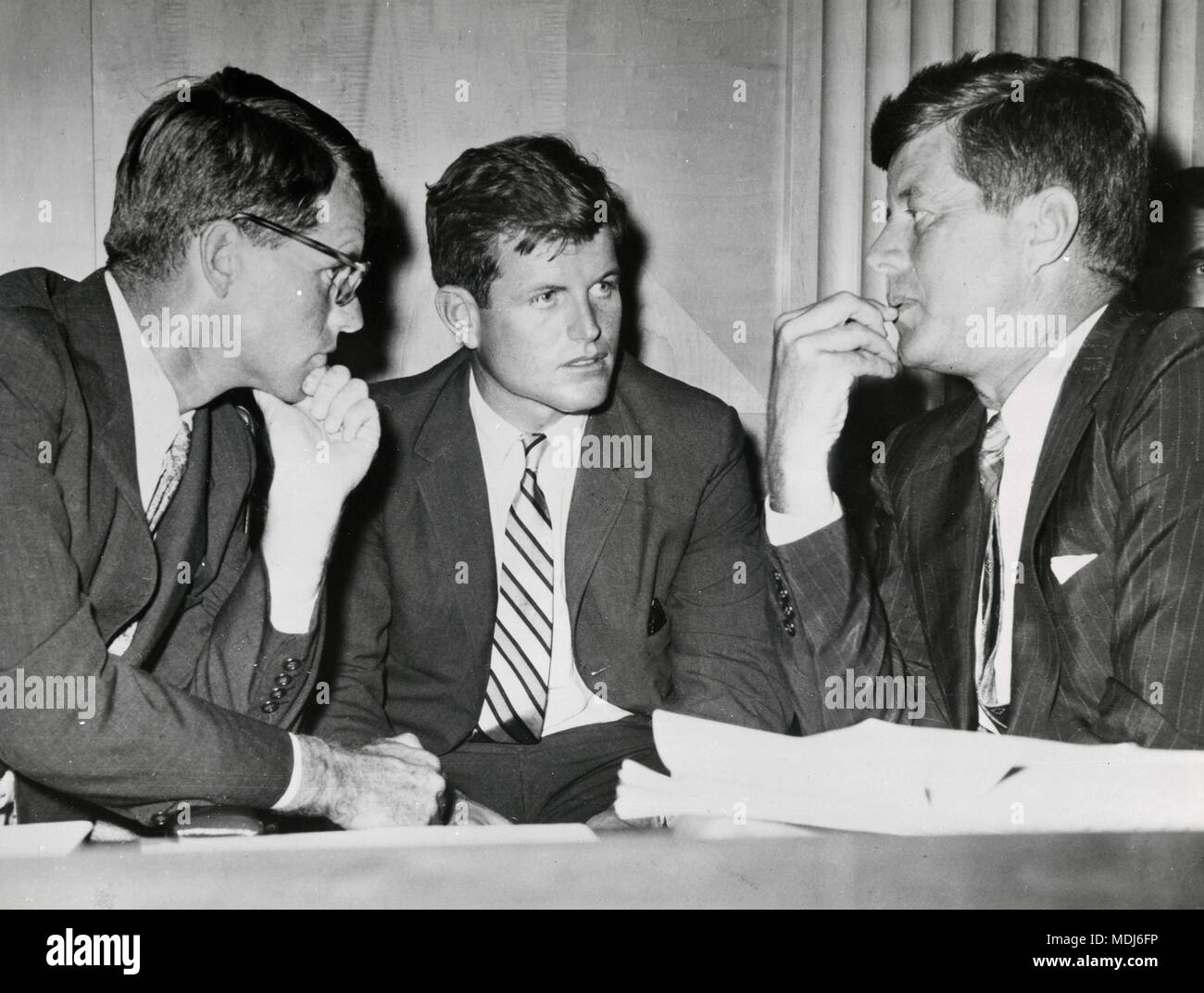 I Fratelli Kennedy: Robert, Edward e a Giovanni, Stati Uniti d'America degli anni sessanta Foto Stock