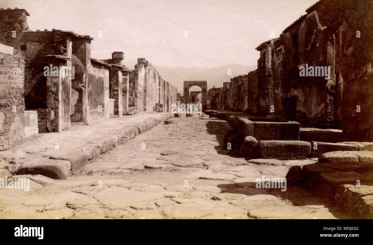 Via di Mercurio, Pompei, Italia 1880 Foto Stock