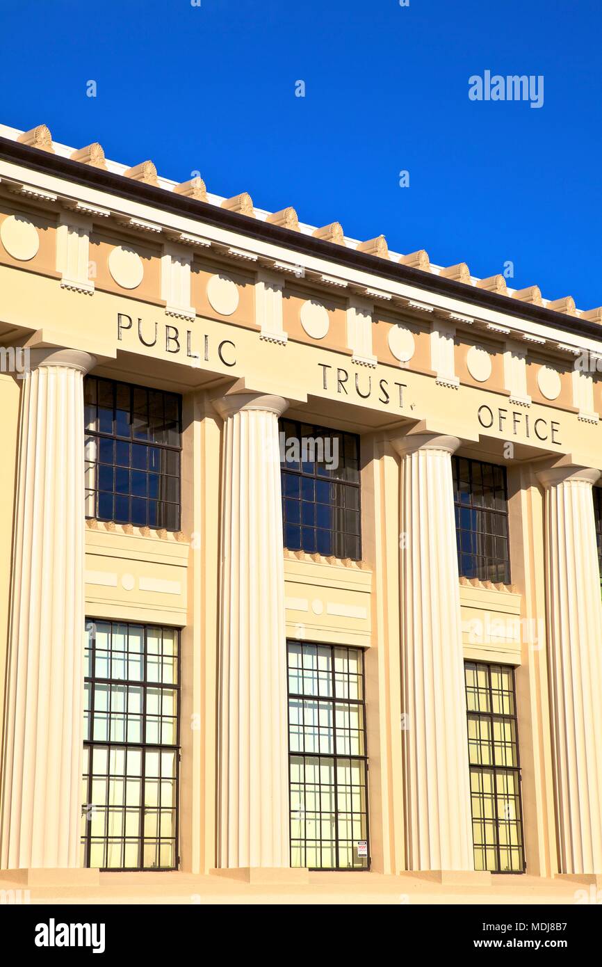 La fiducia del pubblico ufficio, edificio Art Deco, Napier Hawkes Bay, Nuova Zelanda, Sud Ovest Oceano Pacifico Foto Stock