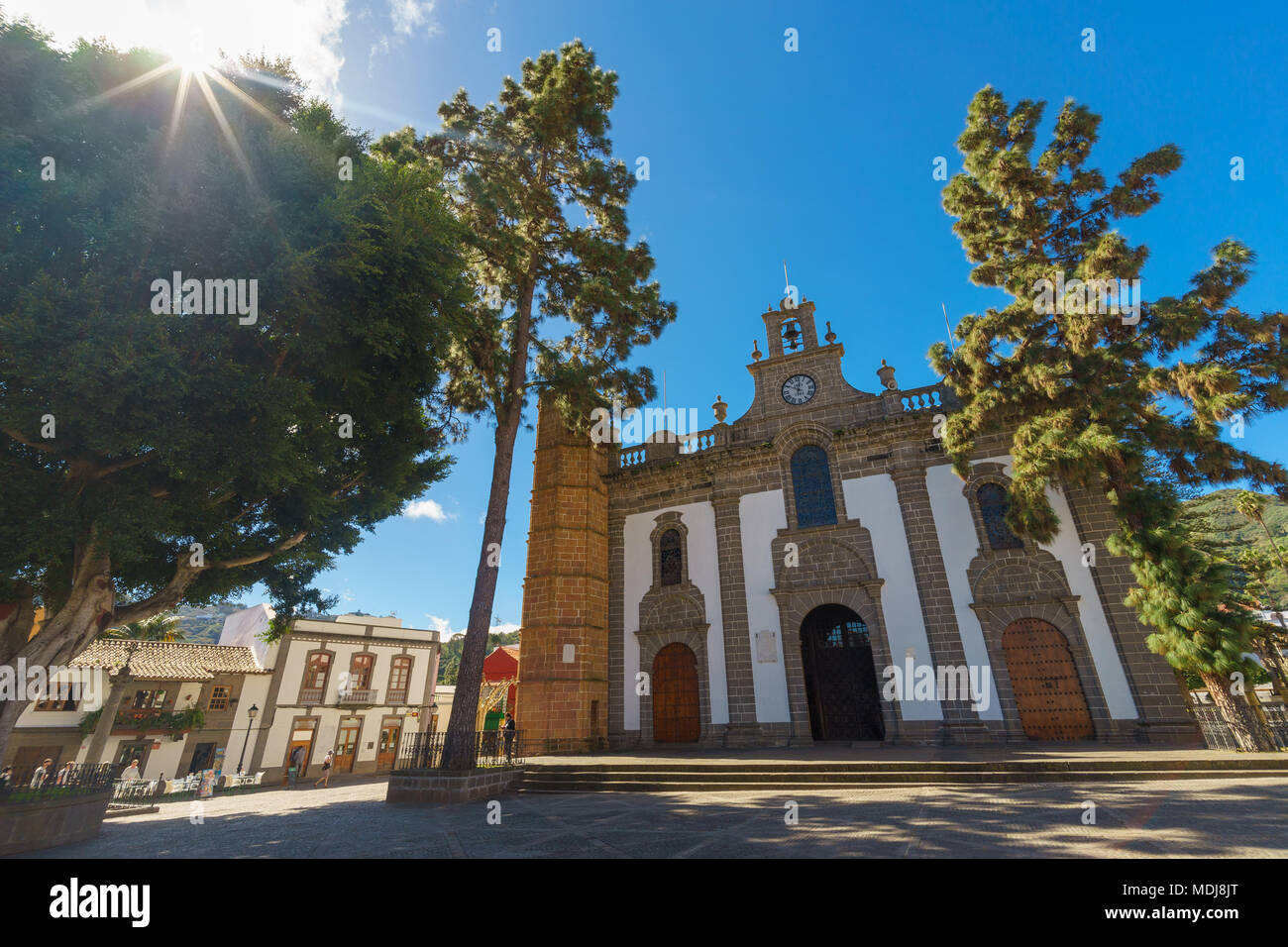 La facciata della Basilica de Nuestra Senora del Pino, Teror town, Gran Canaria Isole Canarie Spagna Foto Stock