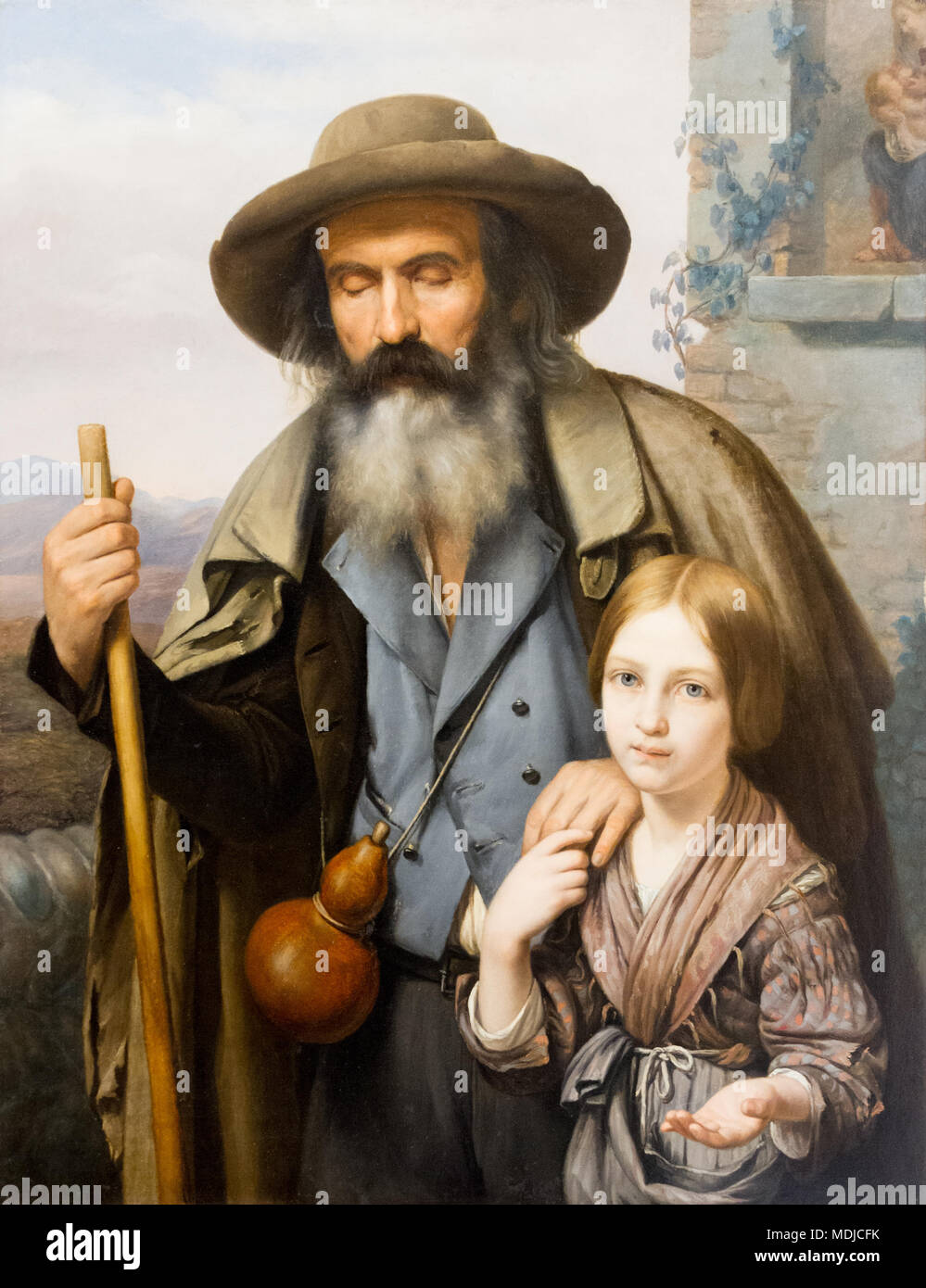 'Il mendicante cieco' pittura (il mendicante cieco) da Francesco Ferrari (1811-1878?). Olio su tela, 96cm x 74.5cm. Castello Visconteo, Pavia, Italia. Foto Stock