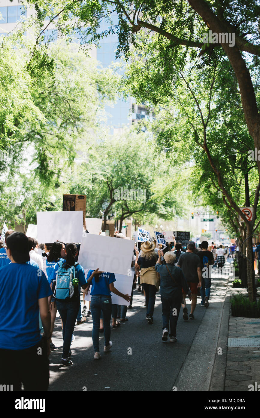 Marzo per la nostra vita a livello nazionale evento in downtown Orlando, Florida (2018). Foto Stock
