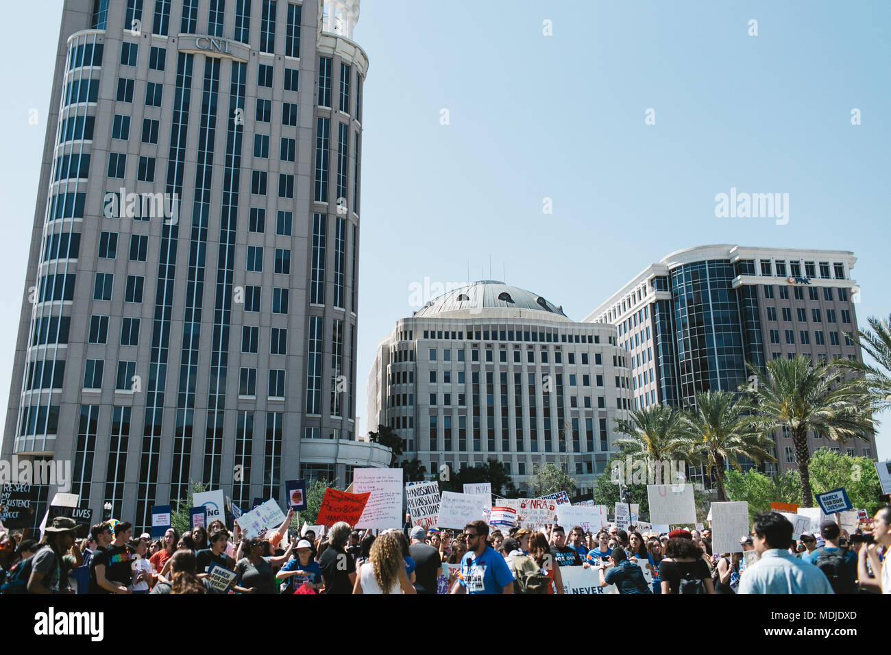 Marzo per la nostra vita a livello nazionale evento in downtown Orlando, Florida (2018). Foto Stock