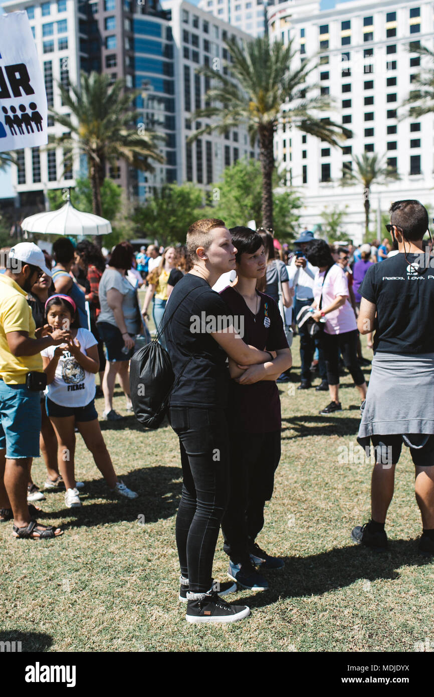 Marzo per la nostra vita a livello nazionale evento in downtown Orlando, Florida (2018). Foto Stock