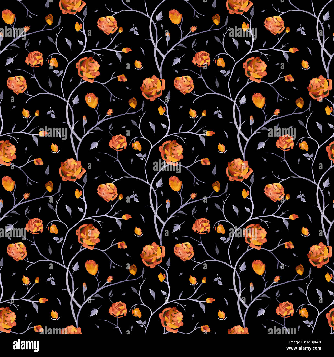 Disegnato a mano modello senza giunture di rose Foto Stock