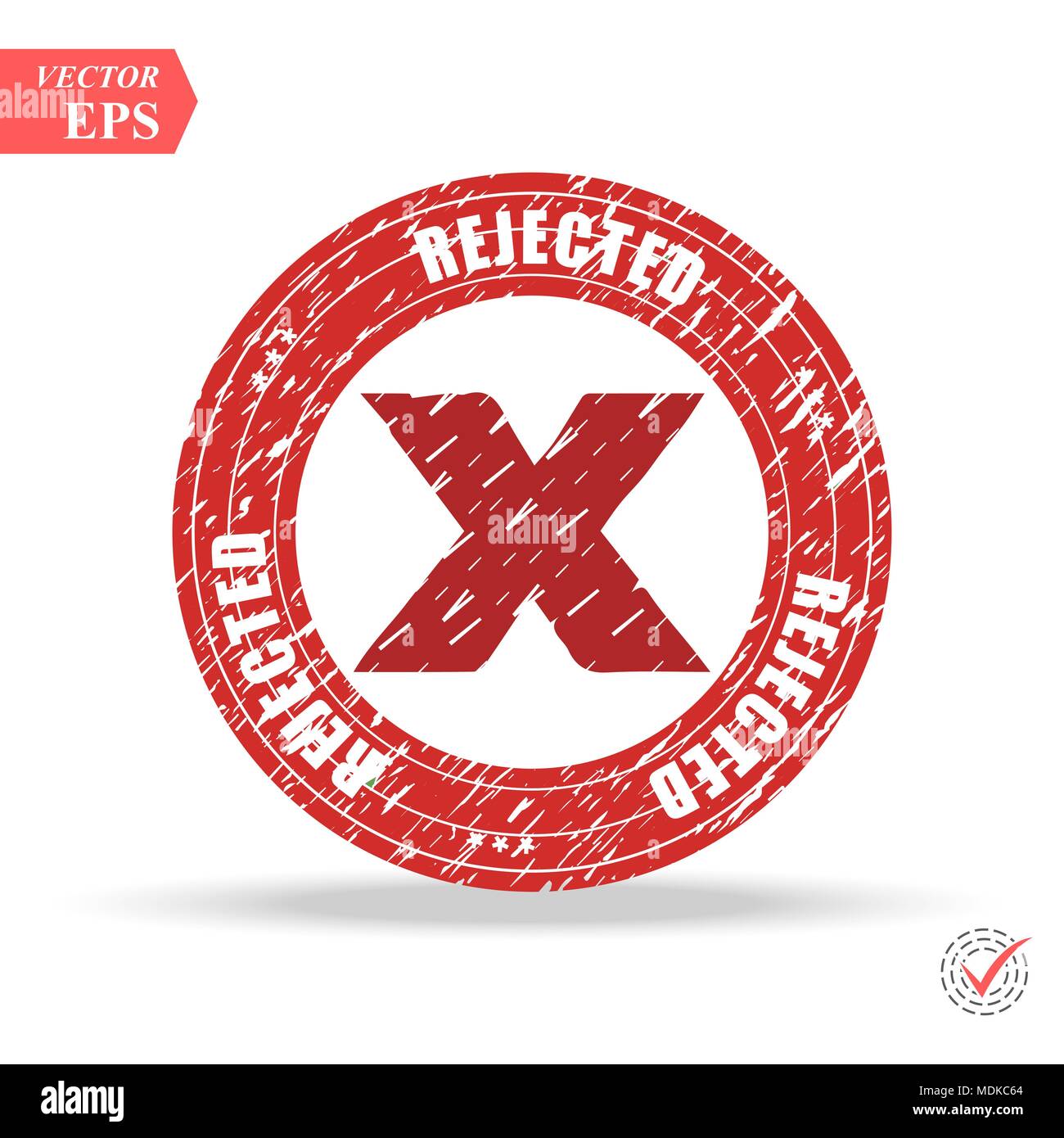 Progettato per il web e interfacce software. Respinto. stamp. rotondo rosso vintage grunge respinto segno eps Illustrazione Vettoriale