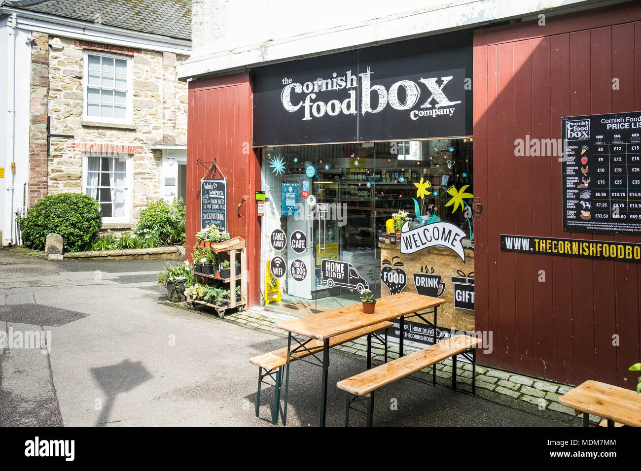 Il Cornish Foodbox company shop in Truro City Centre in Cornovaglia. Foto Stock
