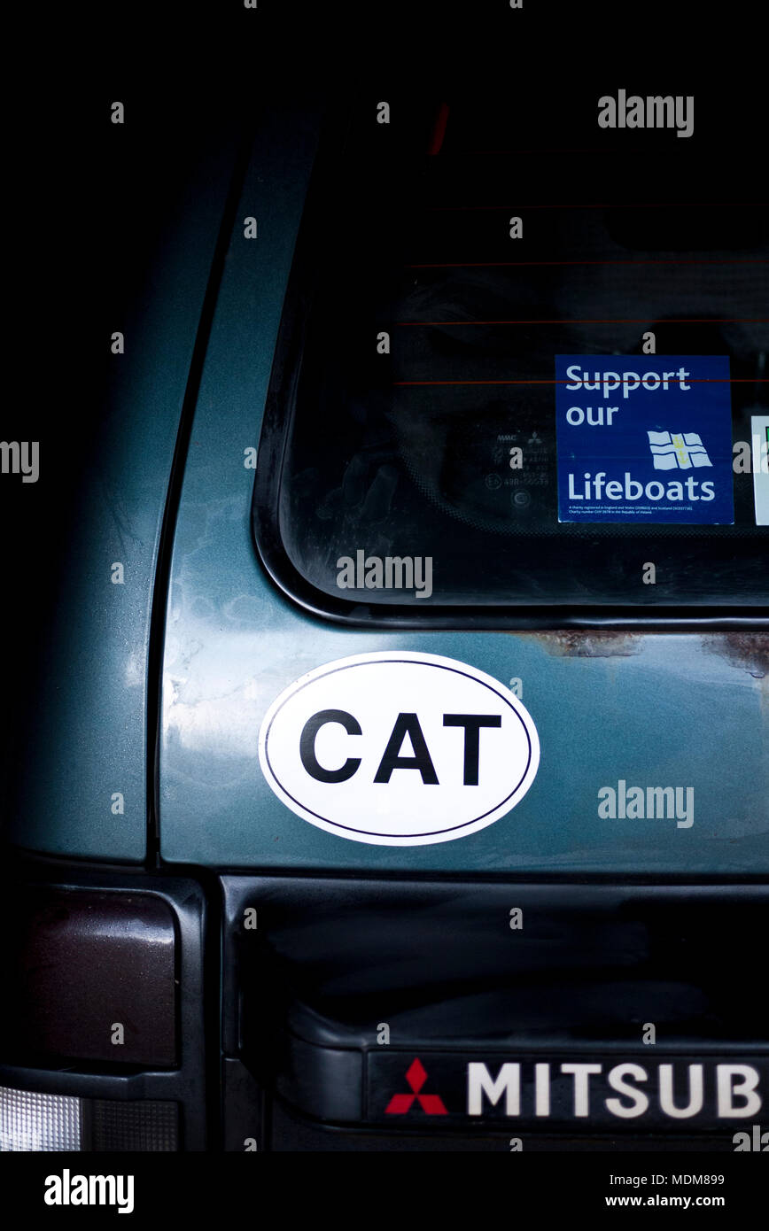 La Catalogna indipendenza il supporto adesivo su un veicolo, Inghilterra ,UK. Foto Stock