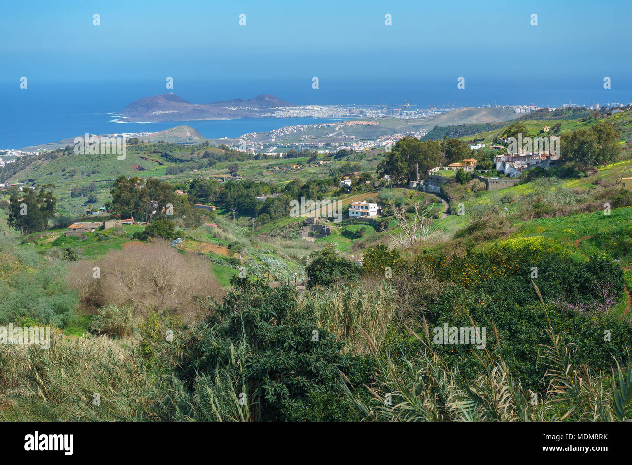La costa nord di Gran Canaria, Las Palmas su sfondo, Isole canarie, Spagna Foto Stock