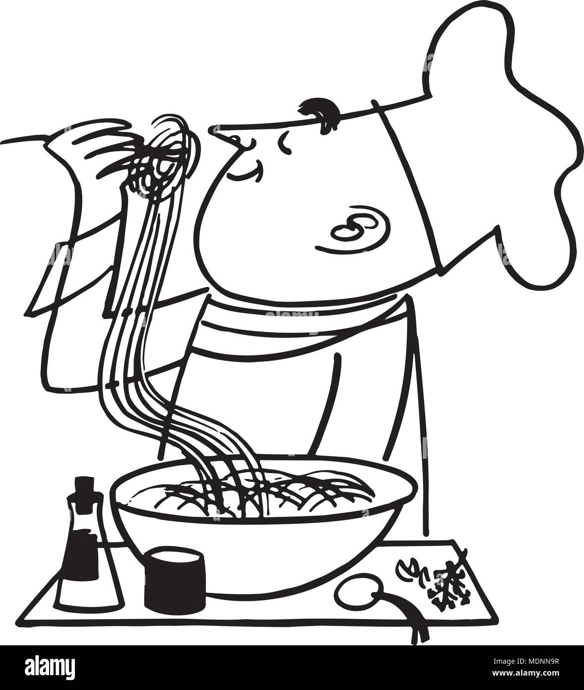 Test dello Chef tagliatelle - retrò illustrazione clipart Illustrazione Vettoriale