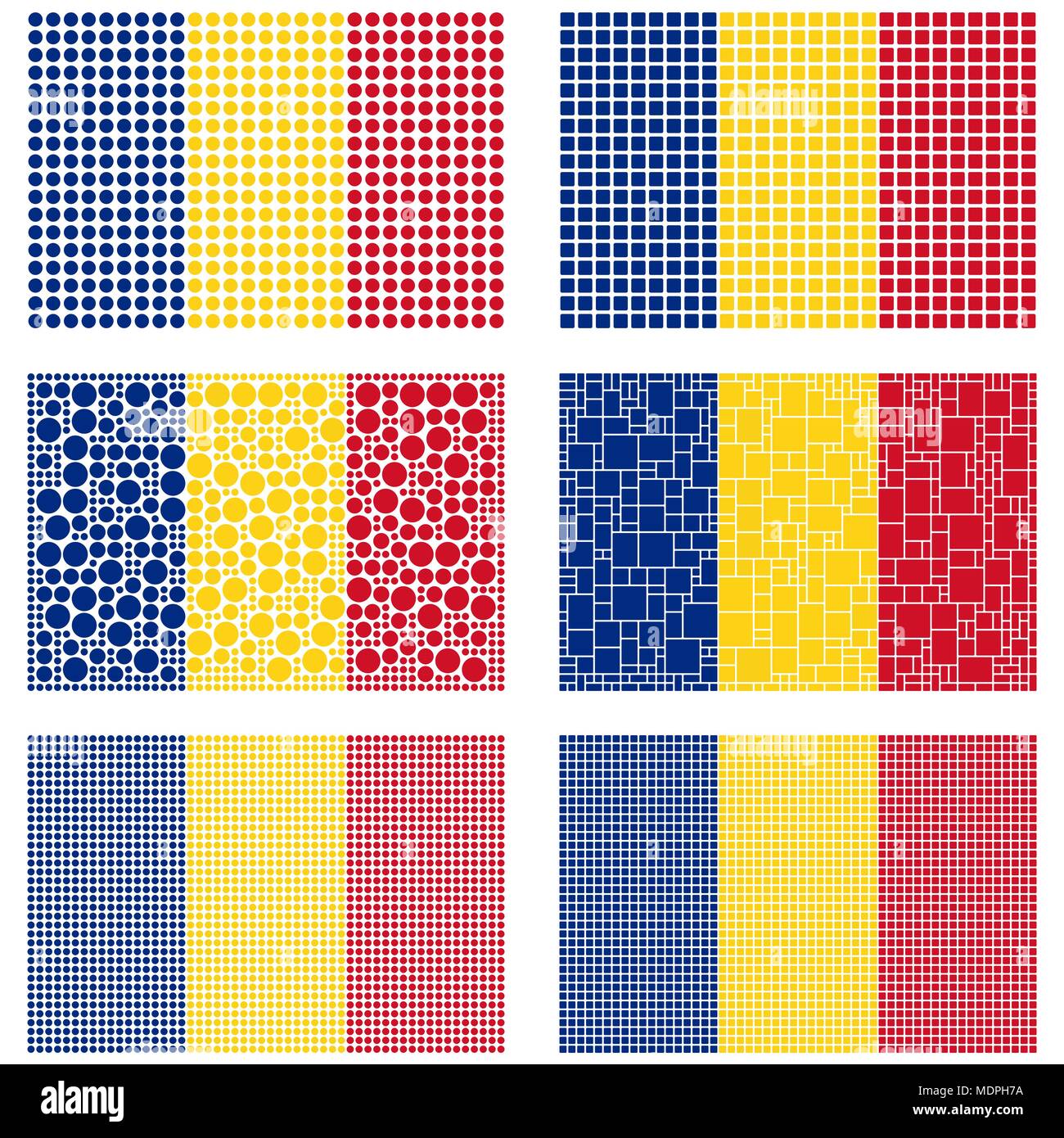 Mosaico Romania flag impostato Illustrazione Vettoriale