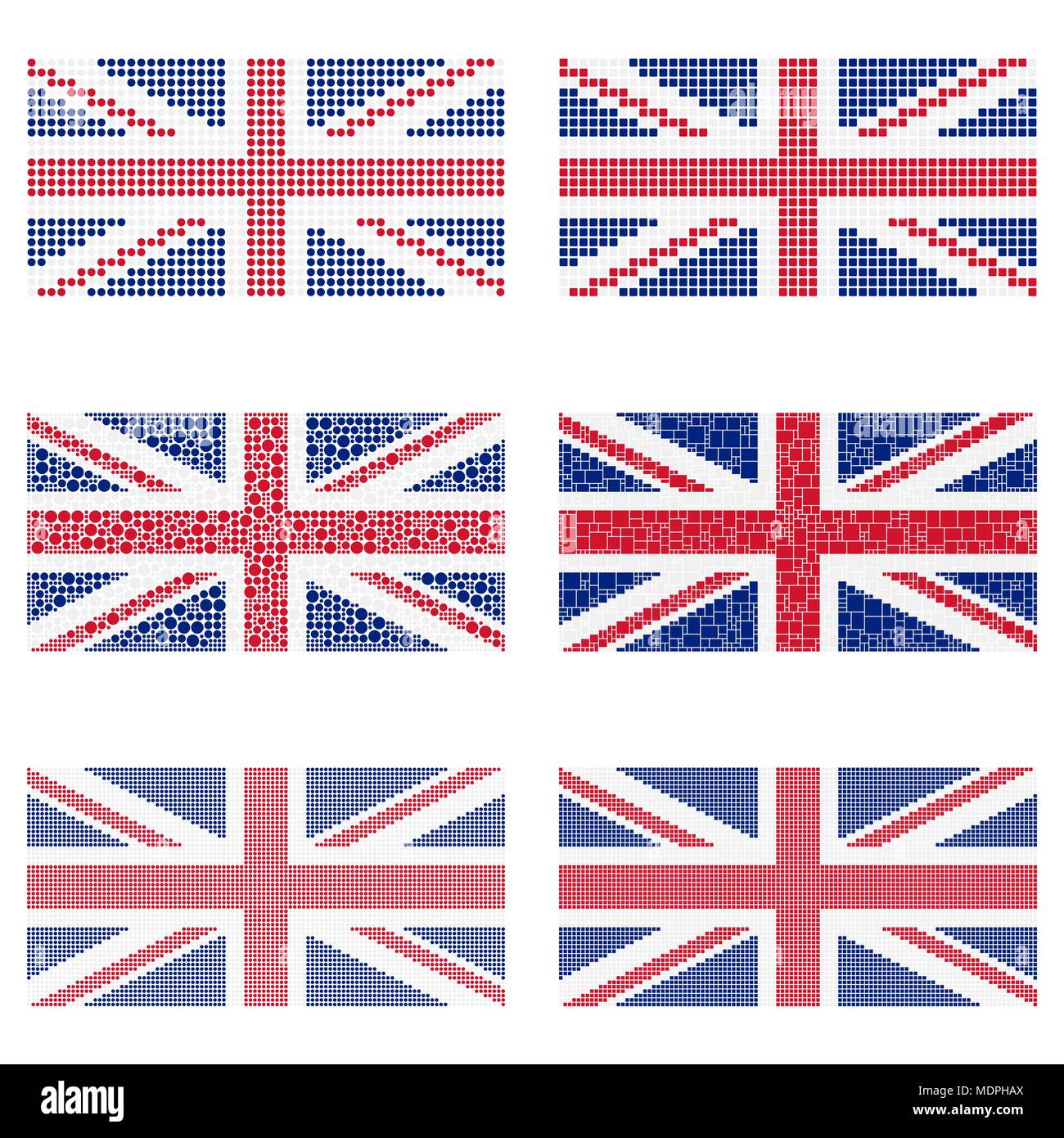 Mosaico Regno Unito flag impostato Illustrazione Vettoriale