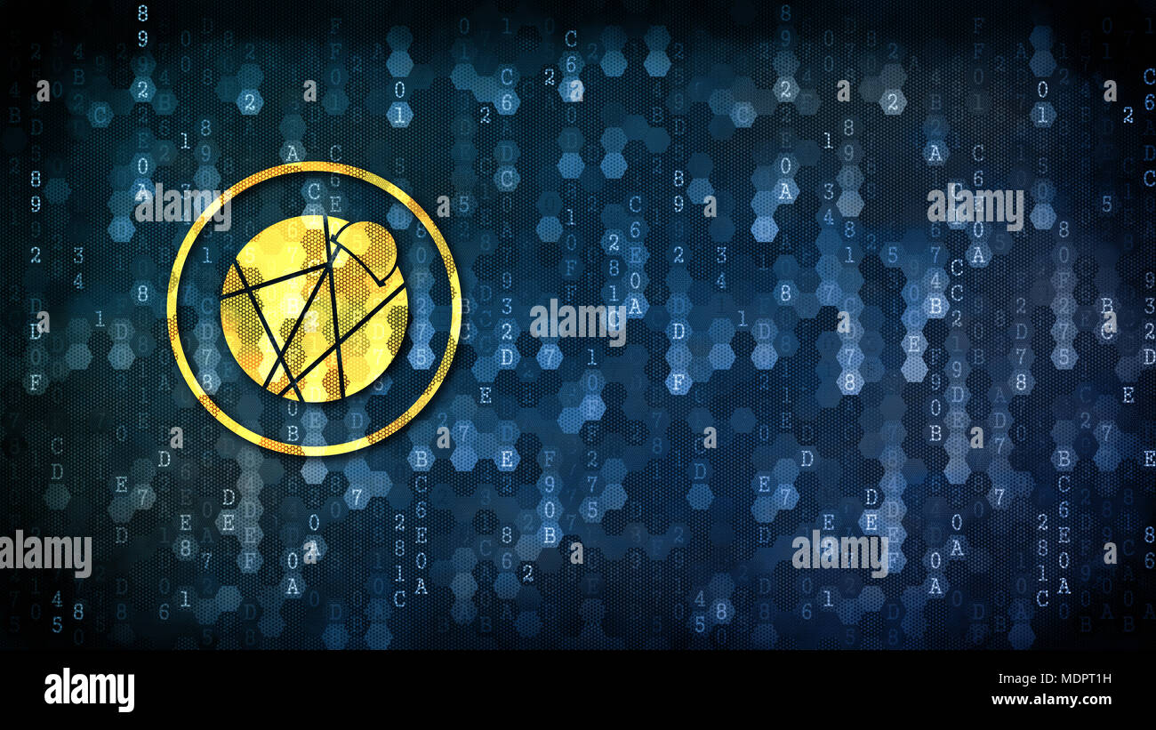 Reddcoin - pittogramma scuro su sfondo digitale. Foto Stock