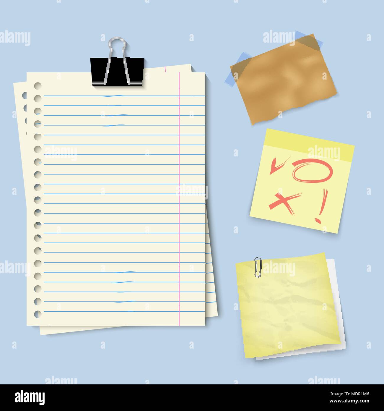 Note set di carta Illustrazione Vettoriale