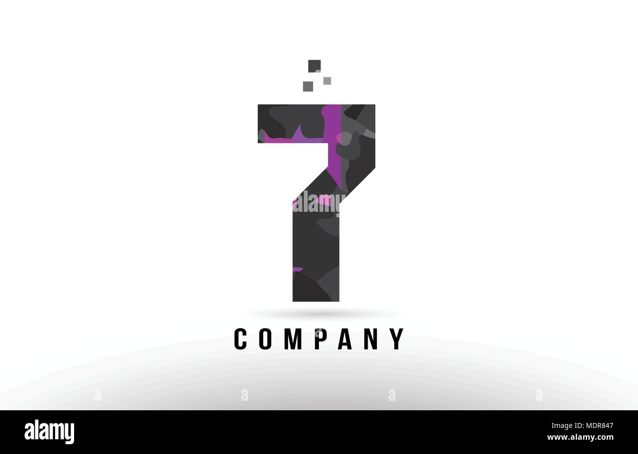 Viola nero numero 7 logo design adatto per una società o business Illustrazione Vettoriale