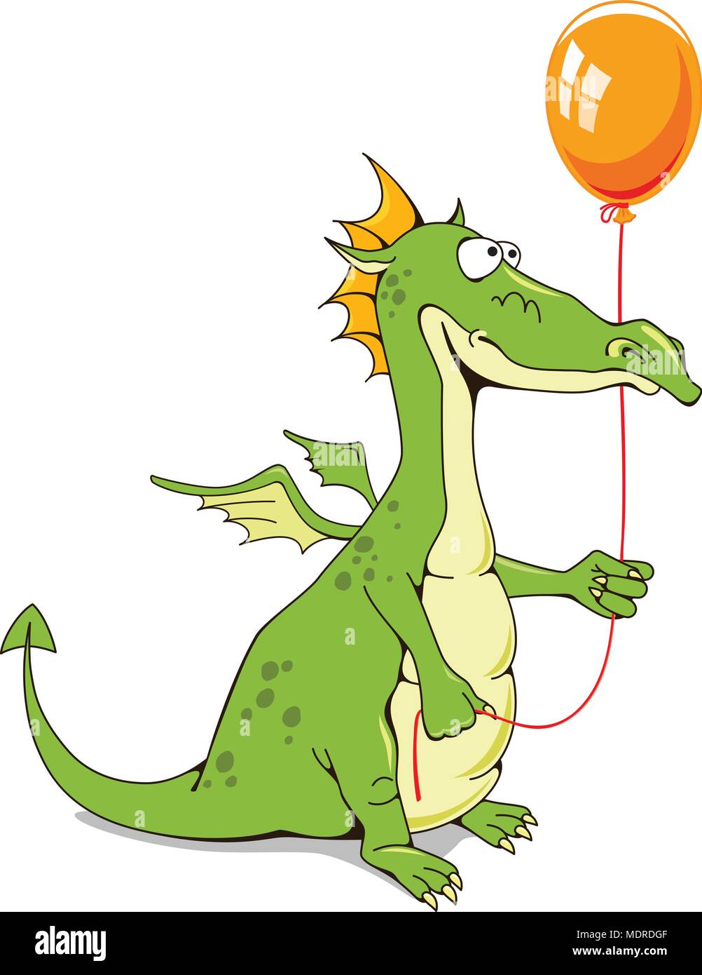 Funny dragon con un palloncino. Questa illustrazione vettoriale può essere utilizzato come una stampa su kid's T-shirt o altri usi Illustrazione Vettoriale