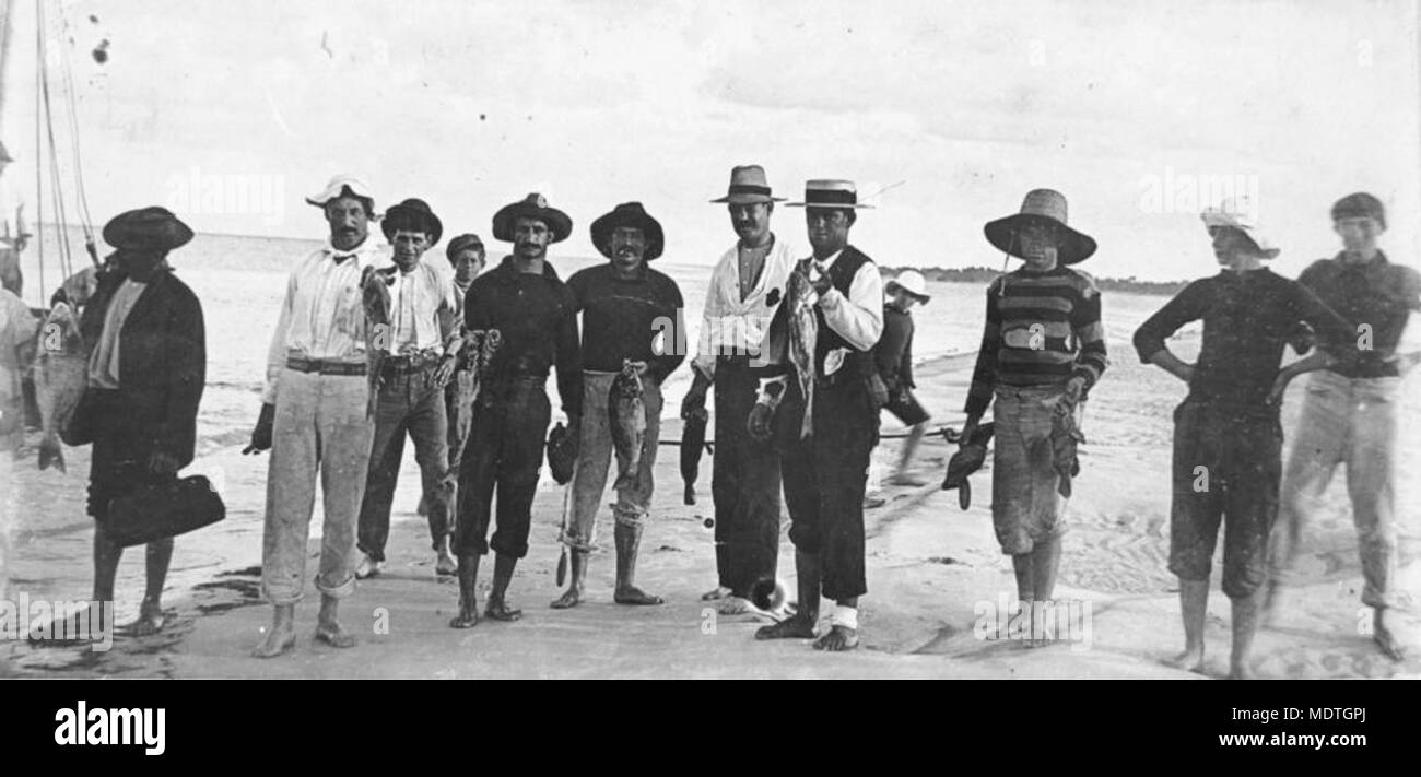 Moreton Bay la pesca delle parti, ca 1915. Foto Stock