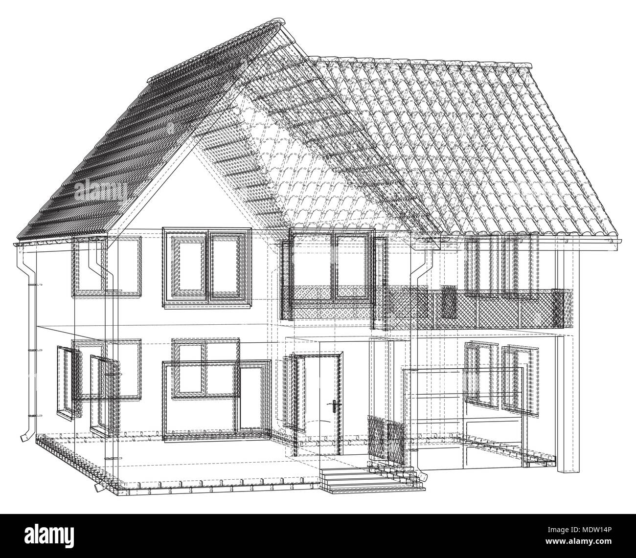 Disegno vettoriale casa sullo sfondo bianco. EPS 10. Vettore creati di 3d. Illustrazione Vettoriale