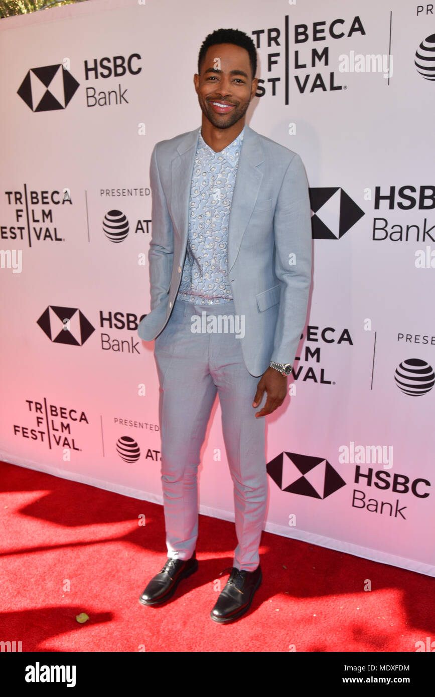 Jay Ellis arriva a 'In una relazione di screening" durante il 2018 Tribeca Film Festival al teatro SVA on April 20, 2018 in New York City. Credito: Erik Pendzich/Alamy Live News Foto Stock