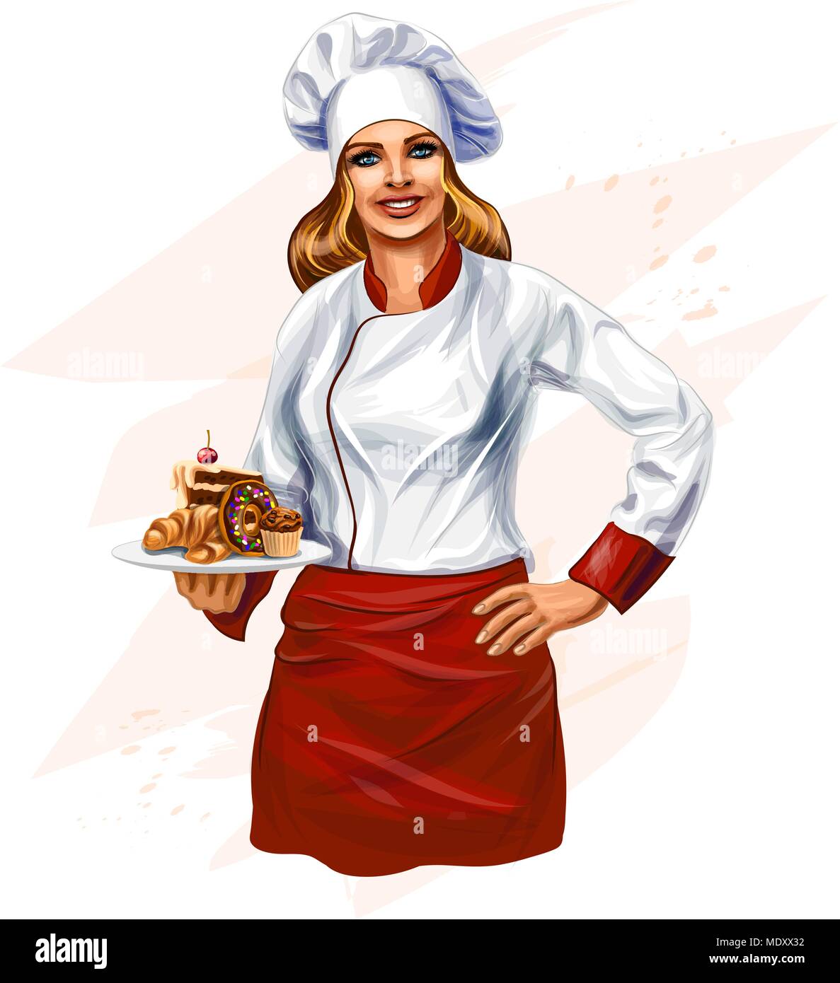 Lo Chef la cottura di una torta Illustrazione Vettoriale