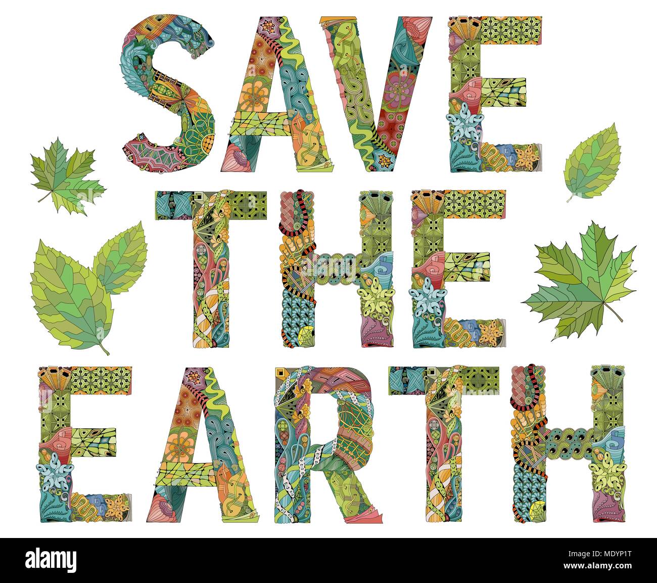 Salvare la terra. Vettore zentangle decorativo oggetto Illustrazione Vettoriale