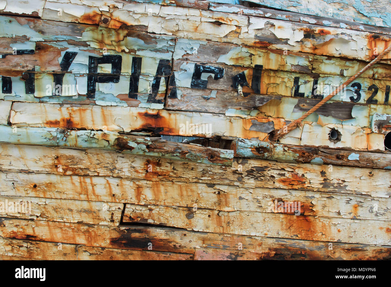 Abstract di rustici di legno barca , Polis, Cipro Foto Stock