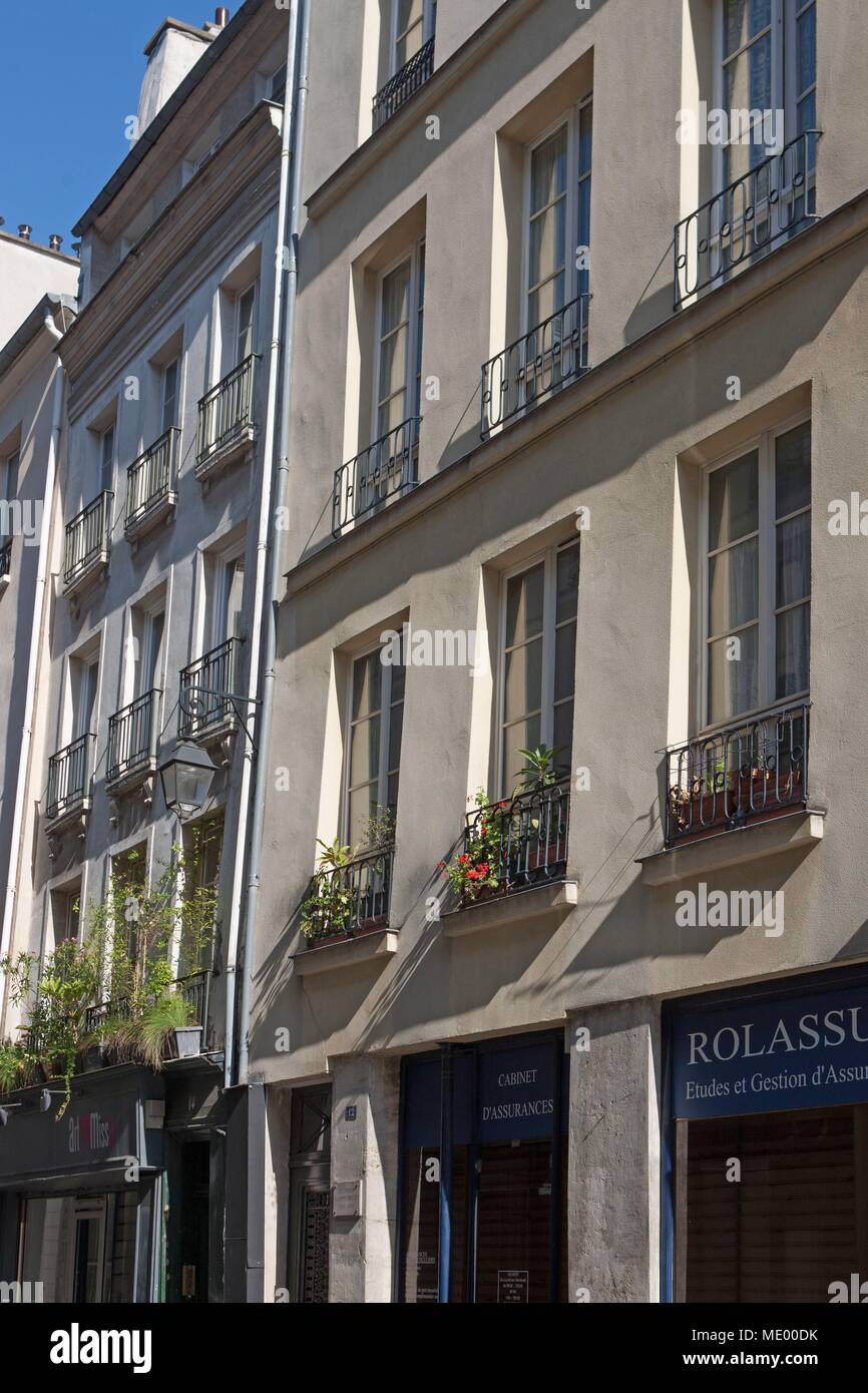 Parigi, 12 rue Saint anastase, edificio dove Juliette Drouet vissuto e ricevuto Victor Hugo, Foto Stock