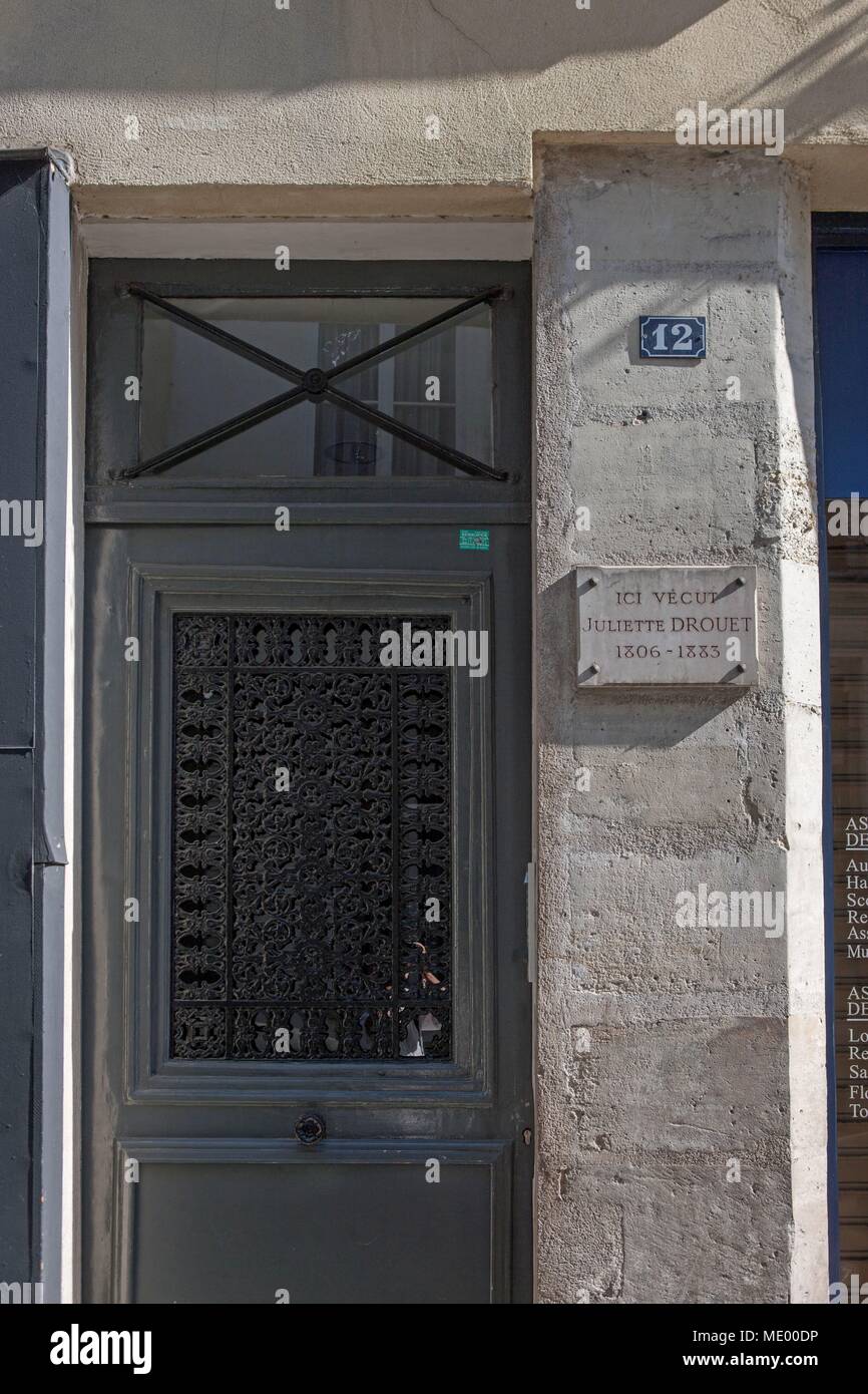 Parigi, 12 rue Saint anastase, edificio dove Juliette Drouet vissuto e ricevuto Victor Hugo, Foto Stock