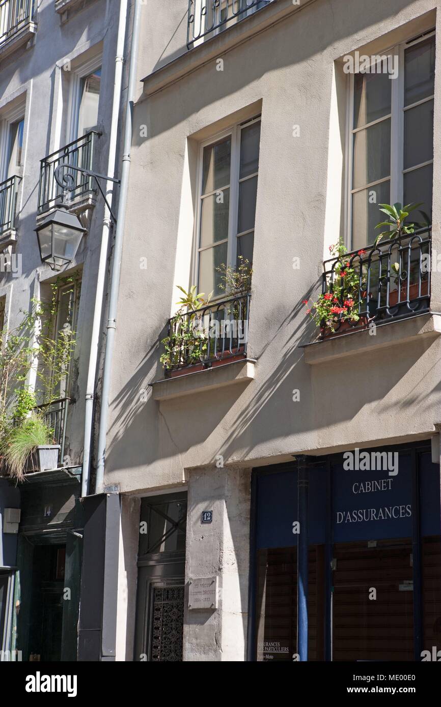 Parigi, 12 rue Saint anastase, edificio dove Juliette Drouet vissuto e ricevuto Victor Hugo, Foto Stock