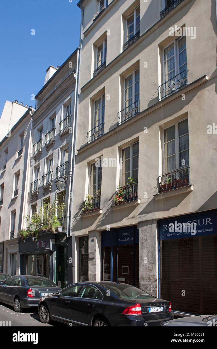 Parigi, 12 rue Saint anastase, edificio dove Juliette Drouet vissuto e ricevuto Victor Hugo, Foto Stock