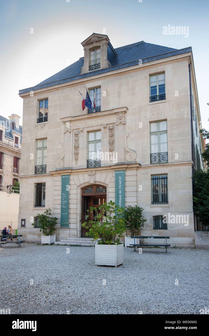 Parigi, 4° arrondissement, 3 rue de Sully, Bibliothèque de l' Arsenal (biblioteca), Charles Nodier, Foto Stock