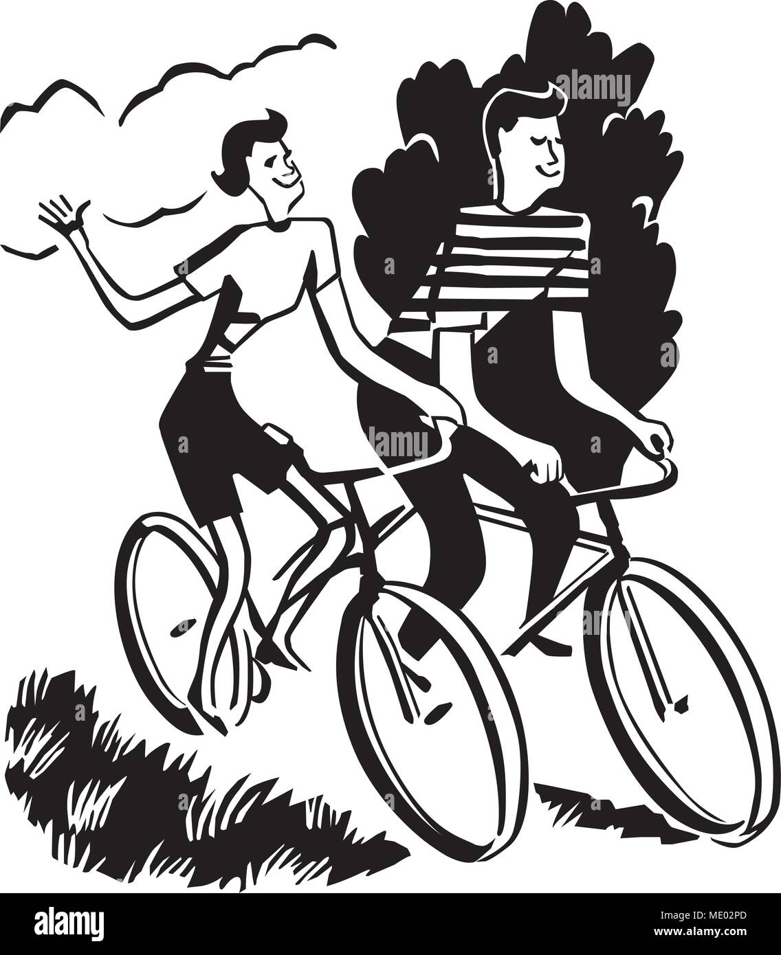 Matura in bici - retrò illustrazione clipart Illustrazione Vettoriale