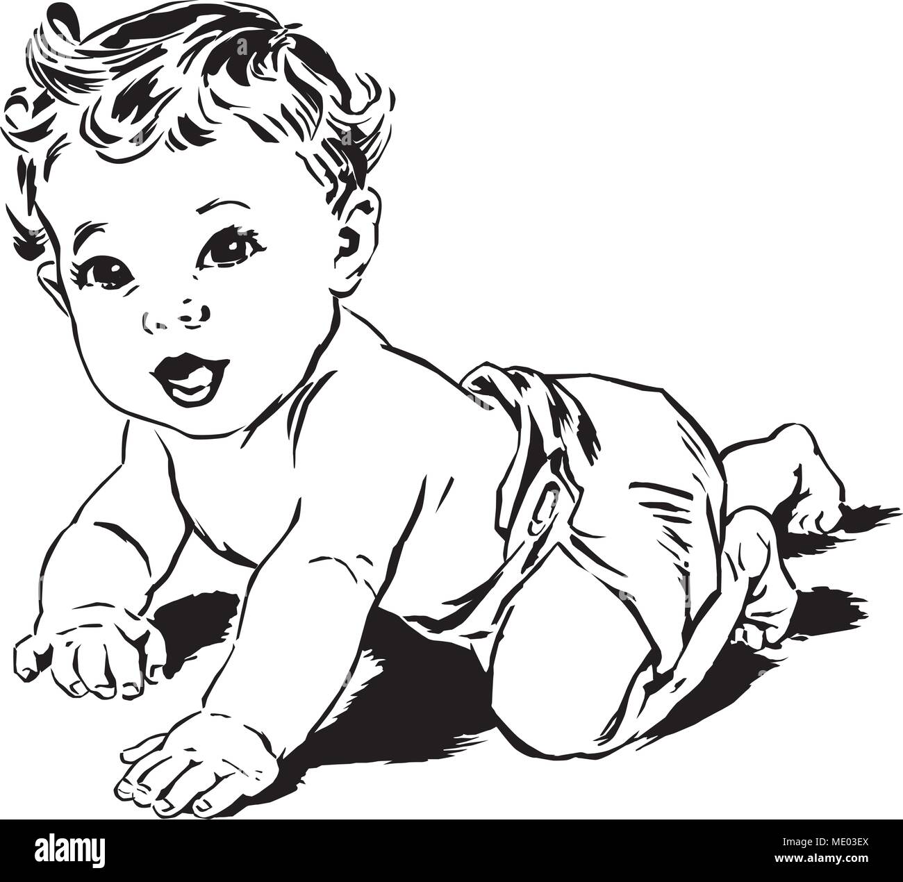 Gattona Baby - retrò illustrazione clipart Illustrazione Vettoriale