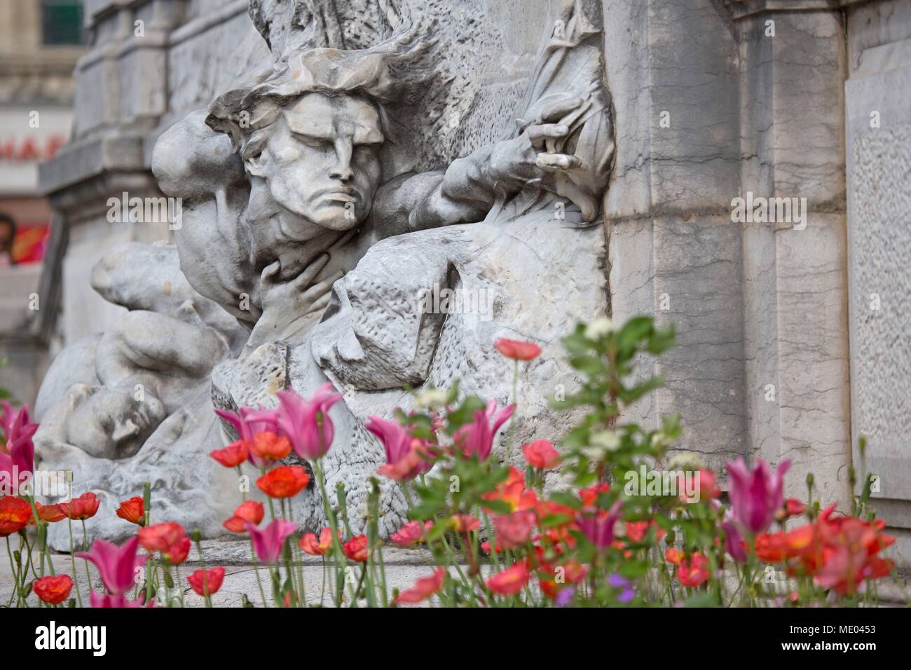 Francia, Lione, Place des Cordeliers, al Palais de la Bourse, gruppo scolpito le Rhône e Saône River, 1907 opera di André Vermare Foto Stock