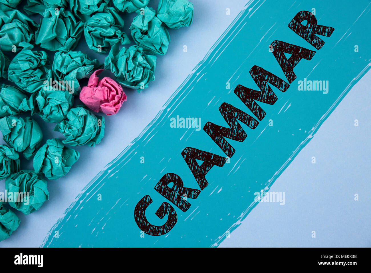 La scrittura della nota mostra la grammatica. Business photo vetrina per il sistema e la struttura di una lingua corretta corretta scrittura delle regole scritte sfondo dipinto Cr Foto Stock