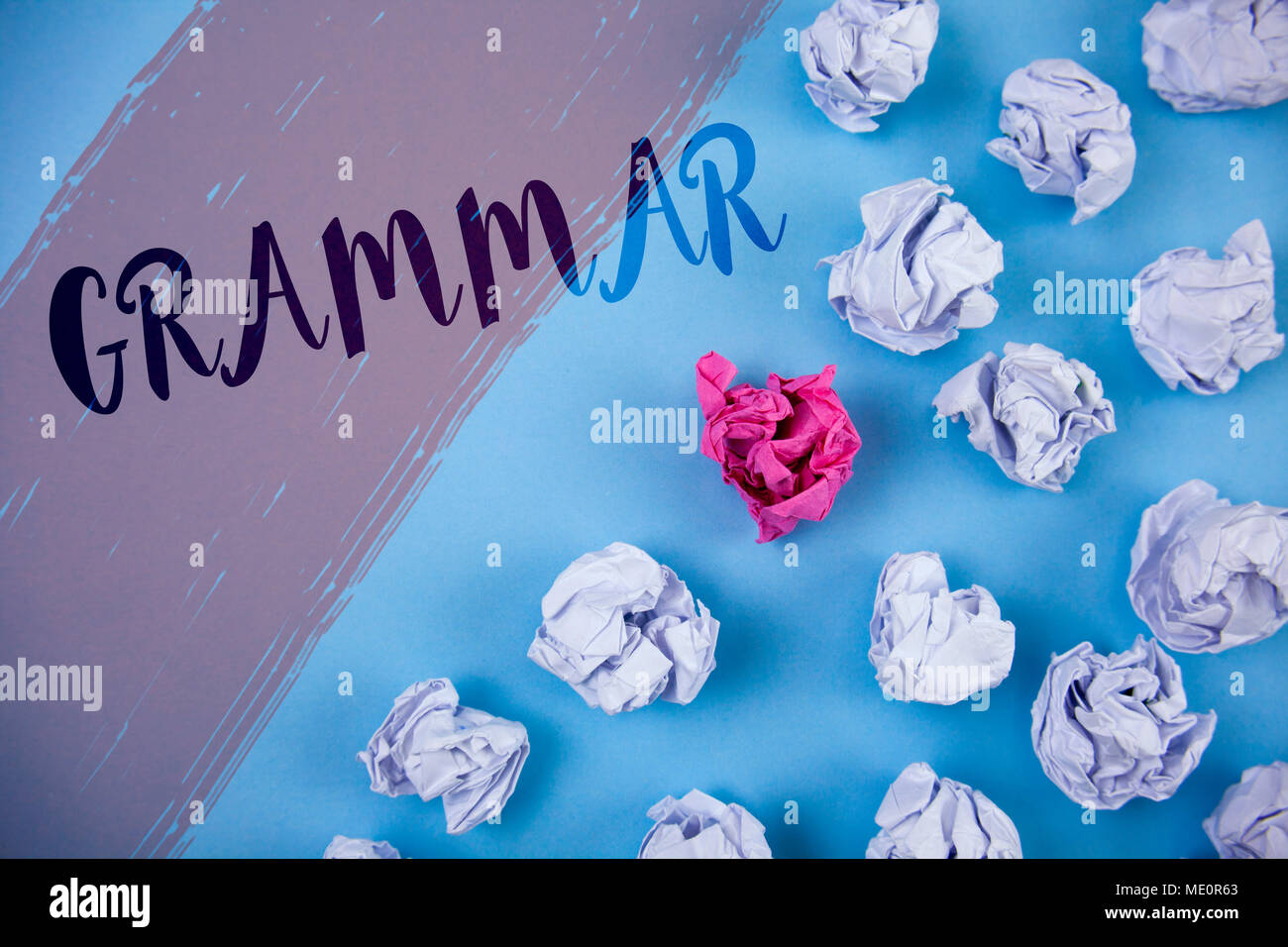 La scrittura della nota mostra la grammatica. Business photo vetrina per il sistema e la struttura di una lingua corretta corretta scrittura delle regole scritte sfondo dipinto Cr Foto Stock